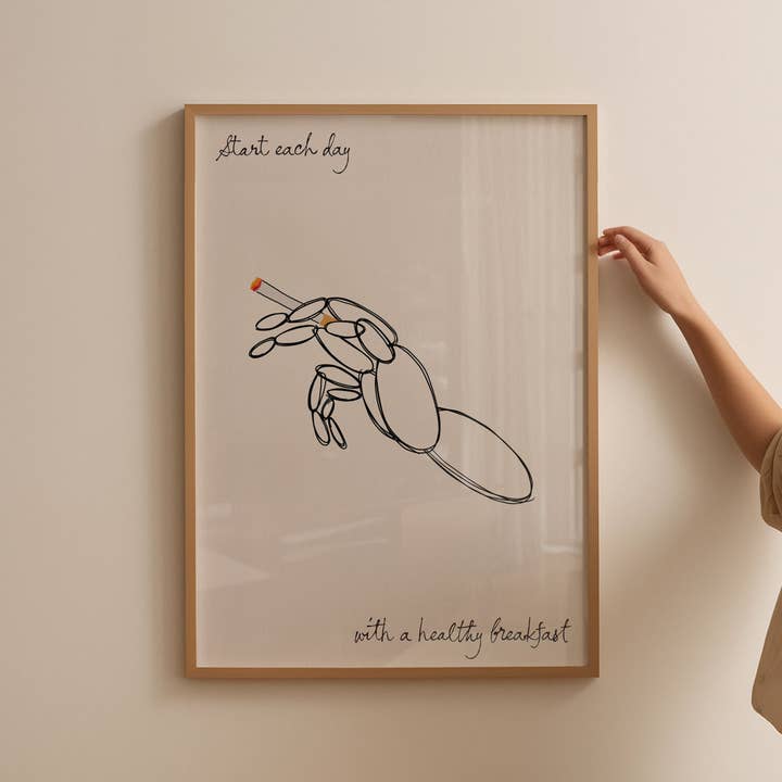 Healthy Breakfast Of Bad Habits Print for wholesale by Pink Giraffe Print Co