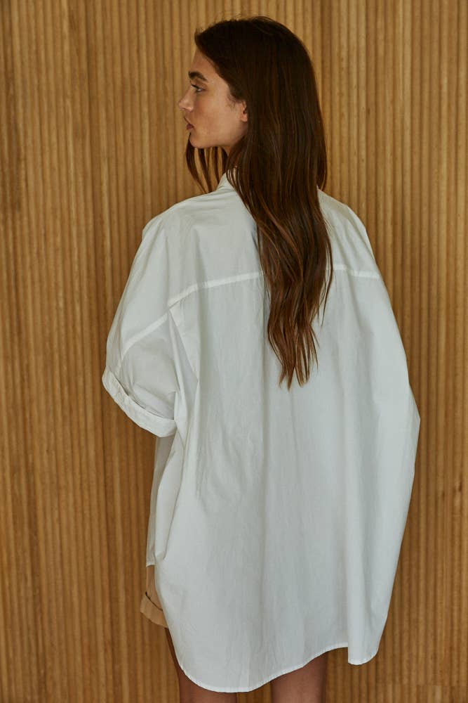 Off White L8079 | Woven 100% Cotton Oversized Cuff Hem Shirt for wholesale on Faire2