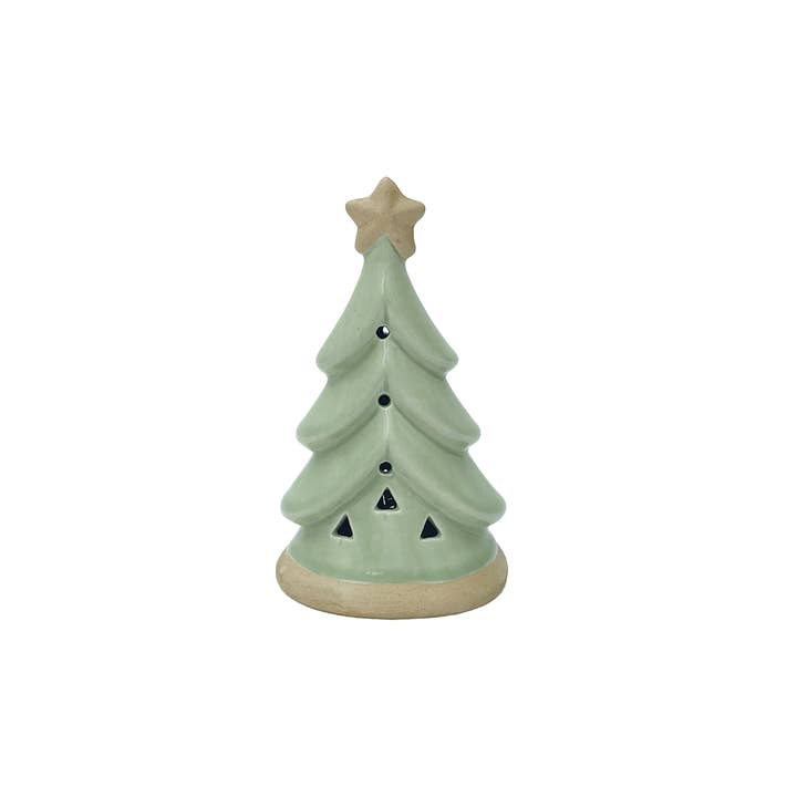 LED tree decoration green battery-operated L7.5 W4.8 H12.1cm for wholesale by Opjet Paris