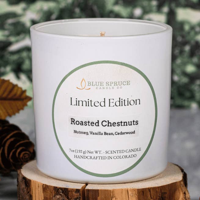 Roasted Chestnuts Scented Candle, Holiday/Winter Scent for wholesale by Blue Spruce Candle Company