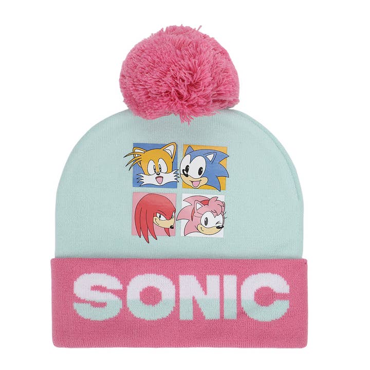 Bioworld Merchandising - Wholesale Beanie - Kids - Sonic the Hedgehog Pink Youth Beanie & Gloves Combo