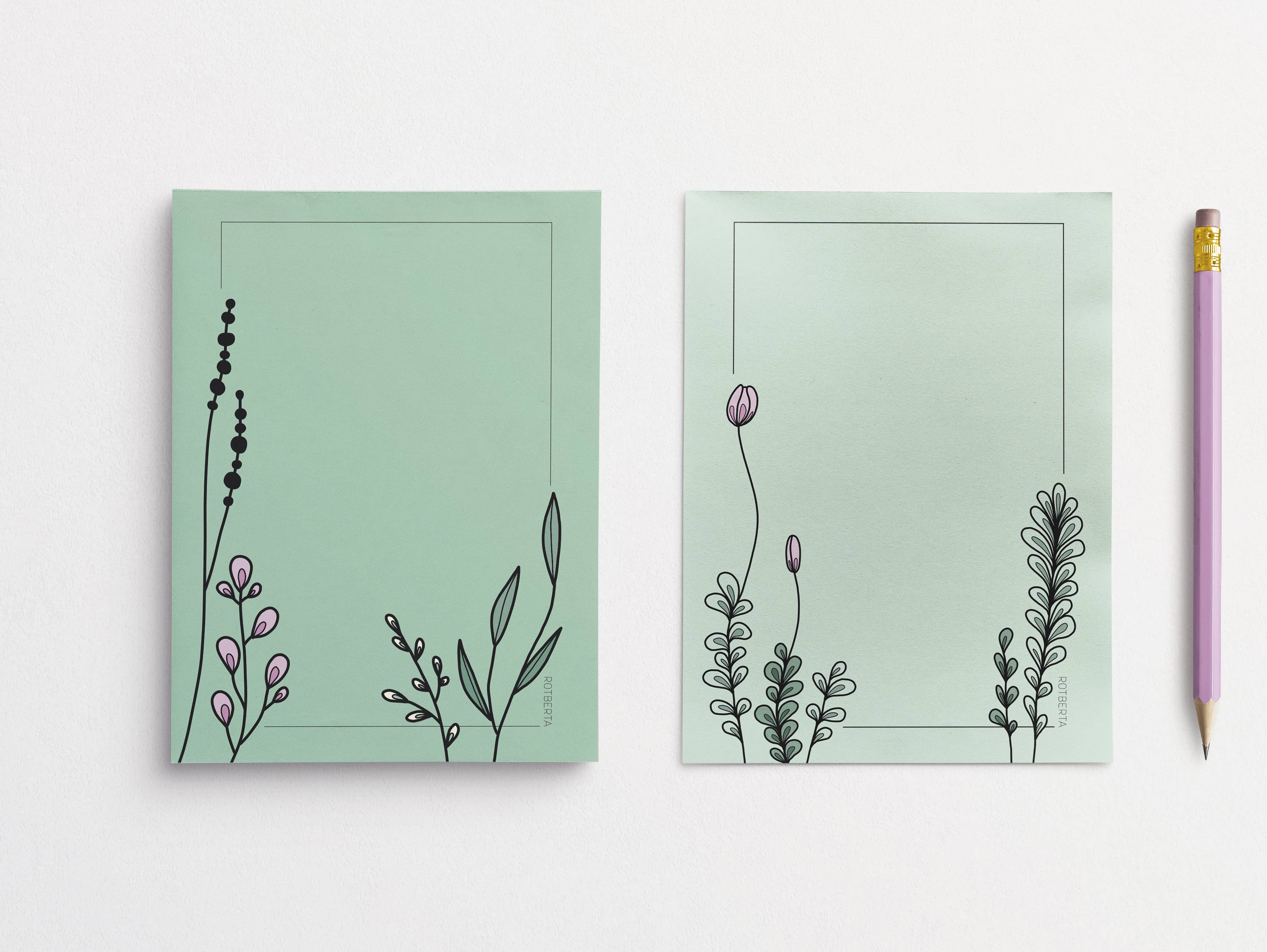 Rotberta - Vente Blocs-notes - Bloc-notes magnétique DIN A7, vert, motif prairie2