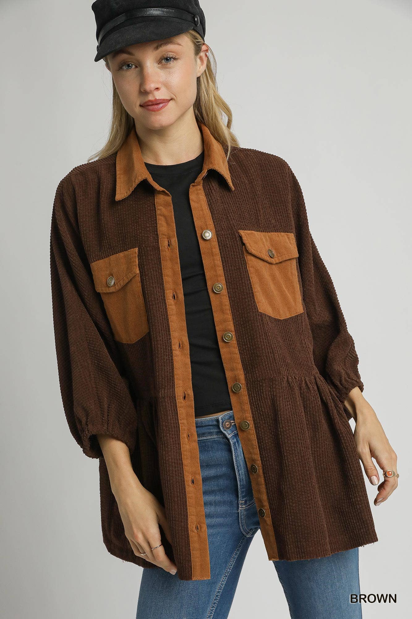 Vanilla Monkey – wholesale Skjortjacka/jackett – Dam – Manchesterskjorta med kontrastknappar0