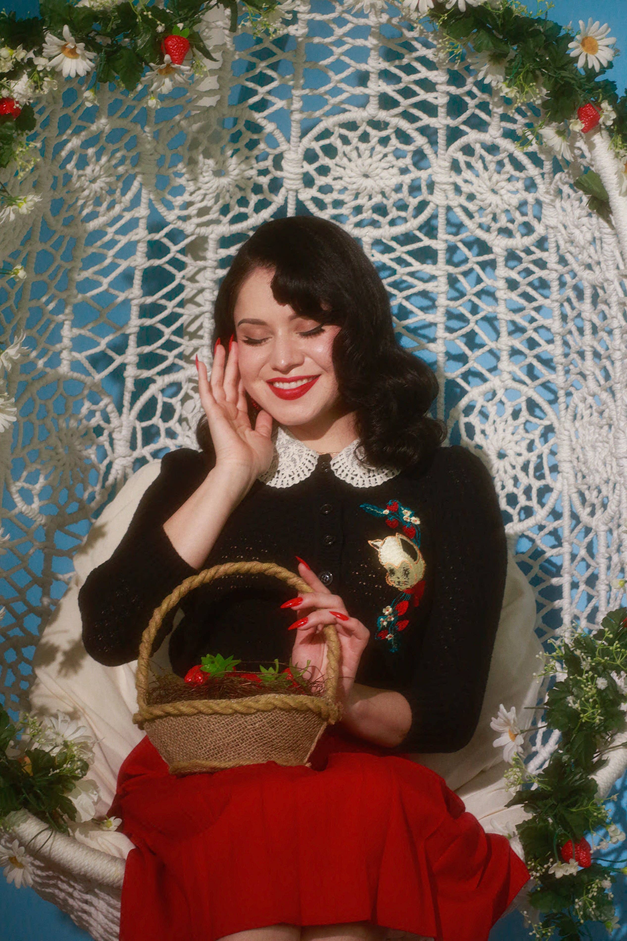 Mischief Made – wholesale Cardigan – Women’s – Strawberry Fields Forever Cropped Cardigan in Black3