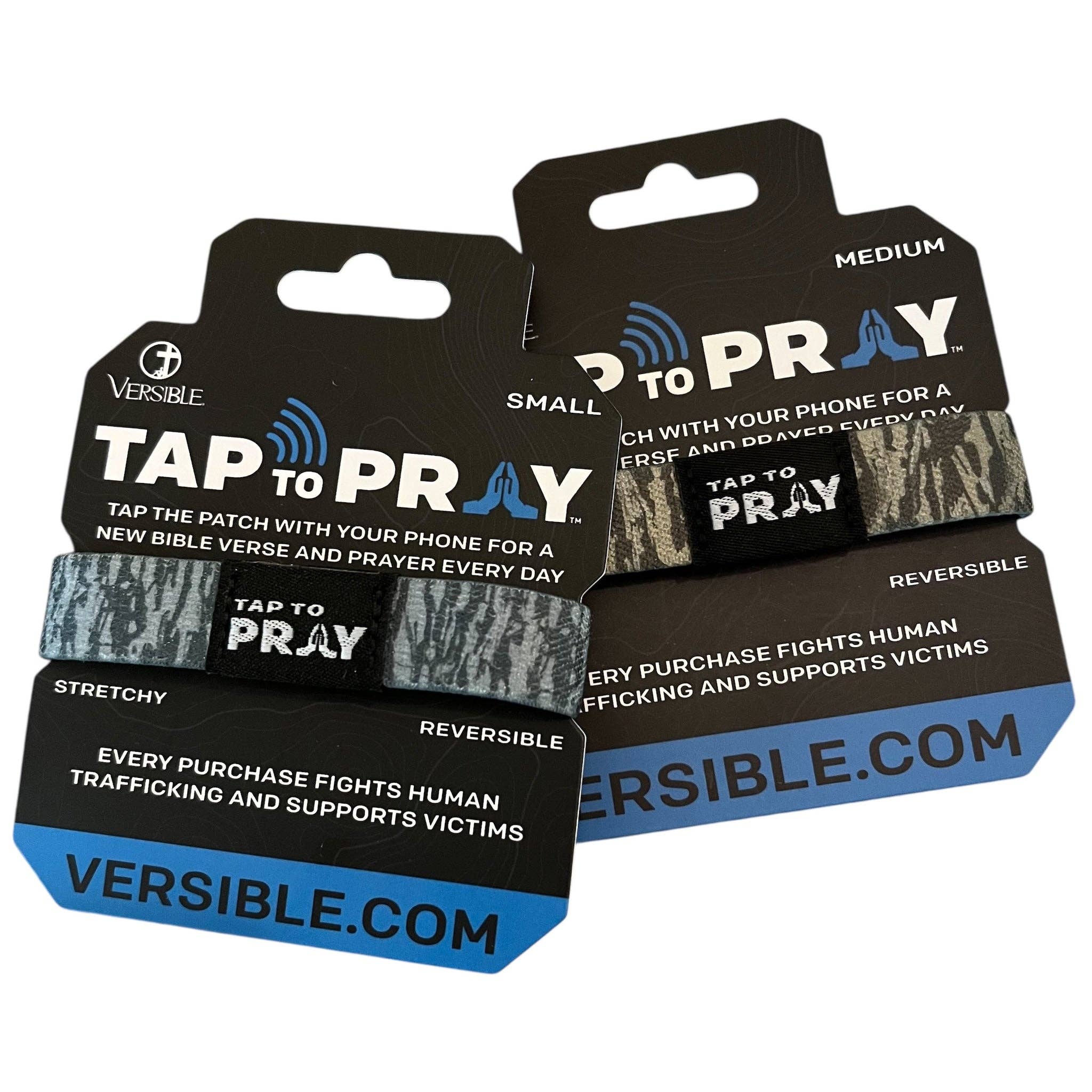 Versible - Wholesale Wristband - Tap To Pray® Wristband – Tree Bark Camo Brown & Grey5