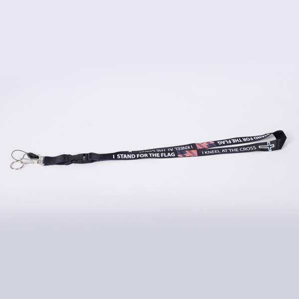 Swanson Christian Products - Wholesale Lanyard - Unisex - Lanyard Stand For The Flag, Kneel At The Cross Pk 12