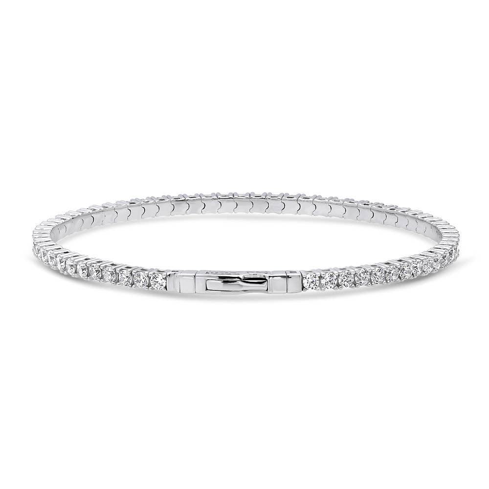 BERRICLE - Wholesale Bangle Bracelet - BERRICLE Sterling Silver Flexible CZ Bangle, 2-Piece Set3
