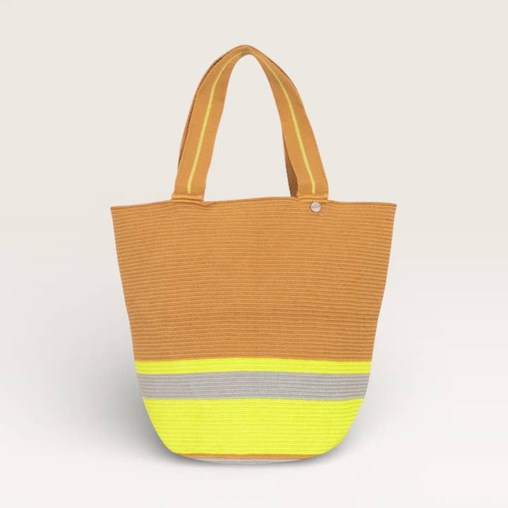 Check round tote L | Chartreuse for wholesale by Guajii Design