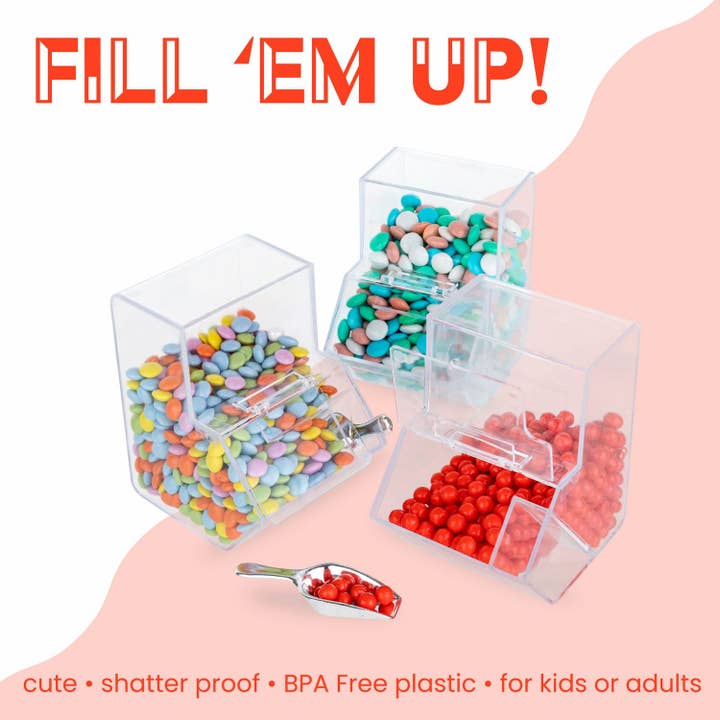 Hammont - Wholesale Party Favor - Candy Box Shaped Acrylic Candy Boxes 6 Pack 3.72"X3.25"X2.753