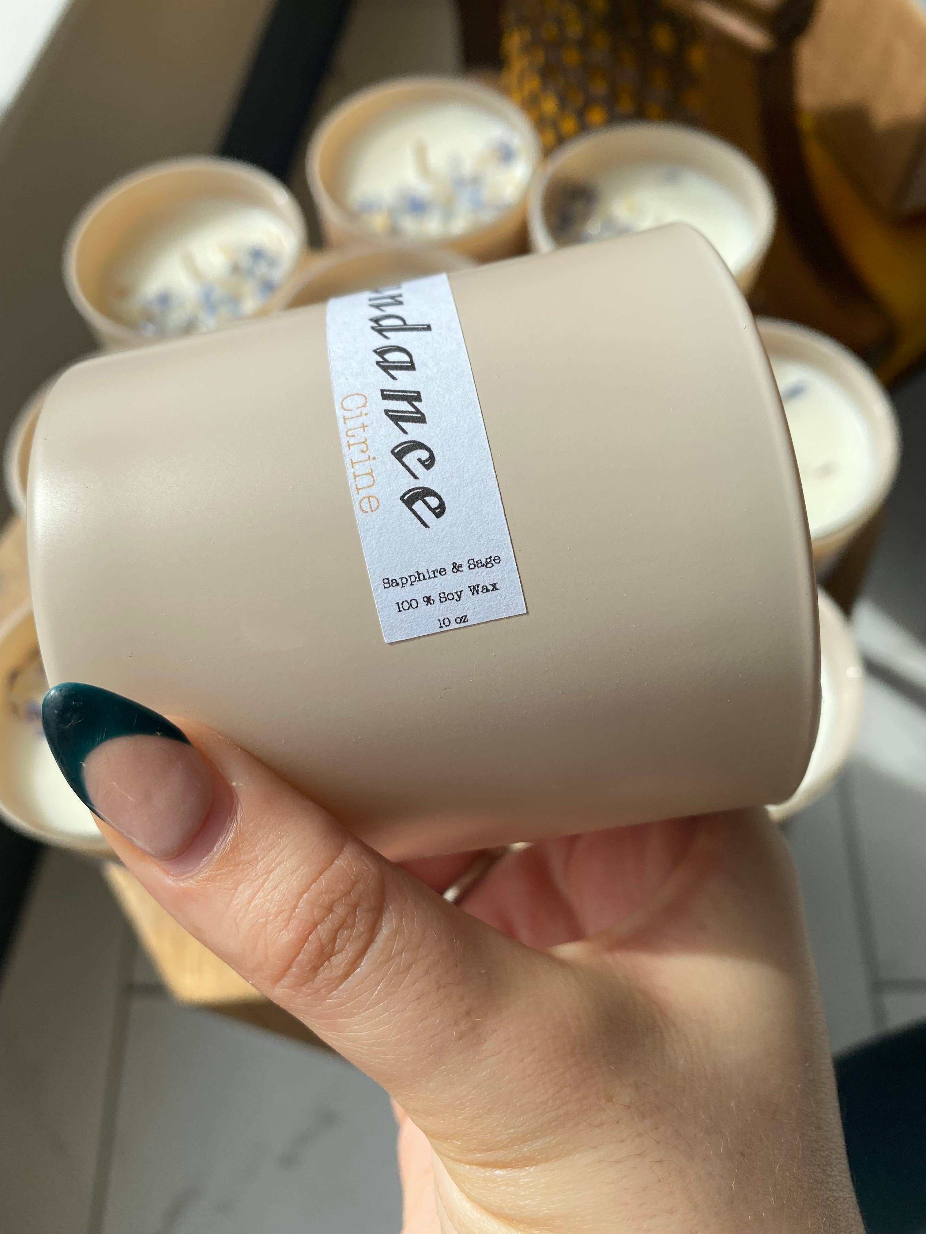 Sapphire & Sage - Wholesale Jar/Filled Candle - Abundance Crystal Candle3