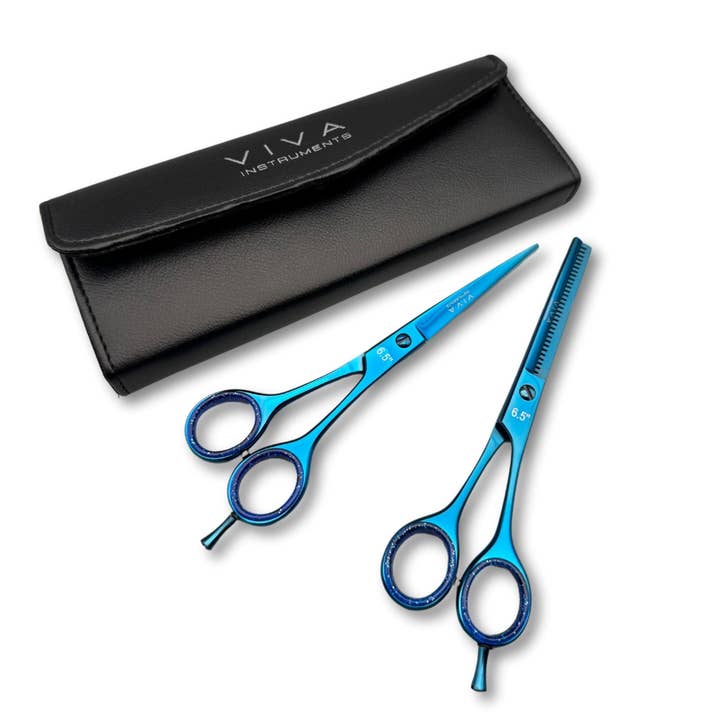Haircut & Thinning Scissors Set - Blue for wholesale by Viva Instruments