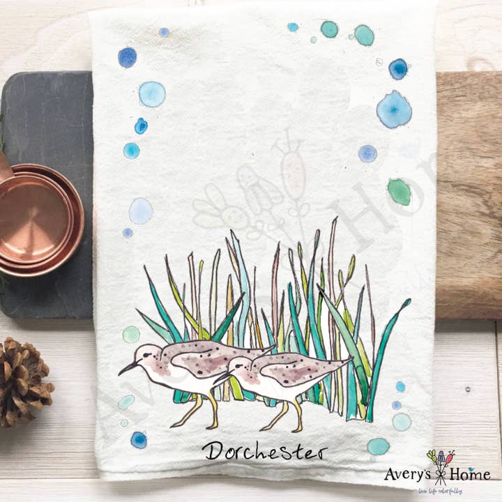 Avery's Home - Wholesale Tea Towel - Sandpipers with Beach Grass Bird Customizable Tea Towel13
