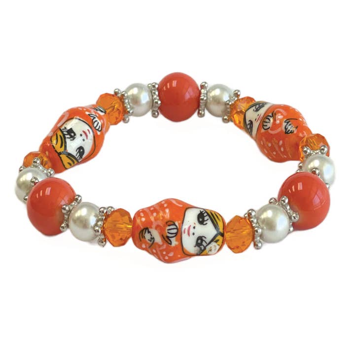 Pulsera de Cuentas con Muñecas Rusas Anidadas de Porcelana, Joyería Regalo para venta al por mayor de Fiona Accessories