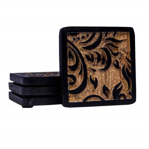 International Gifts Ltd. - Wholesale Coasters - Zenn Coaster Set Of 4 Henna Design-0890