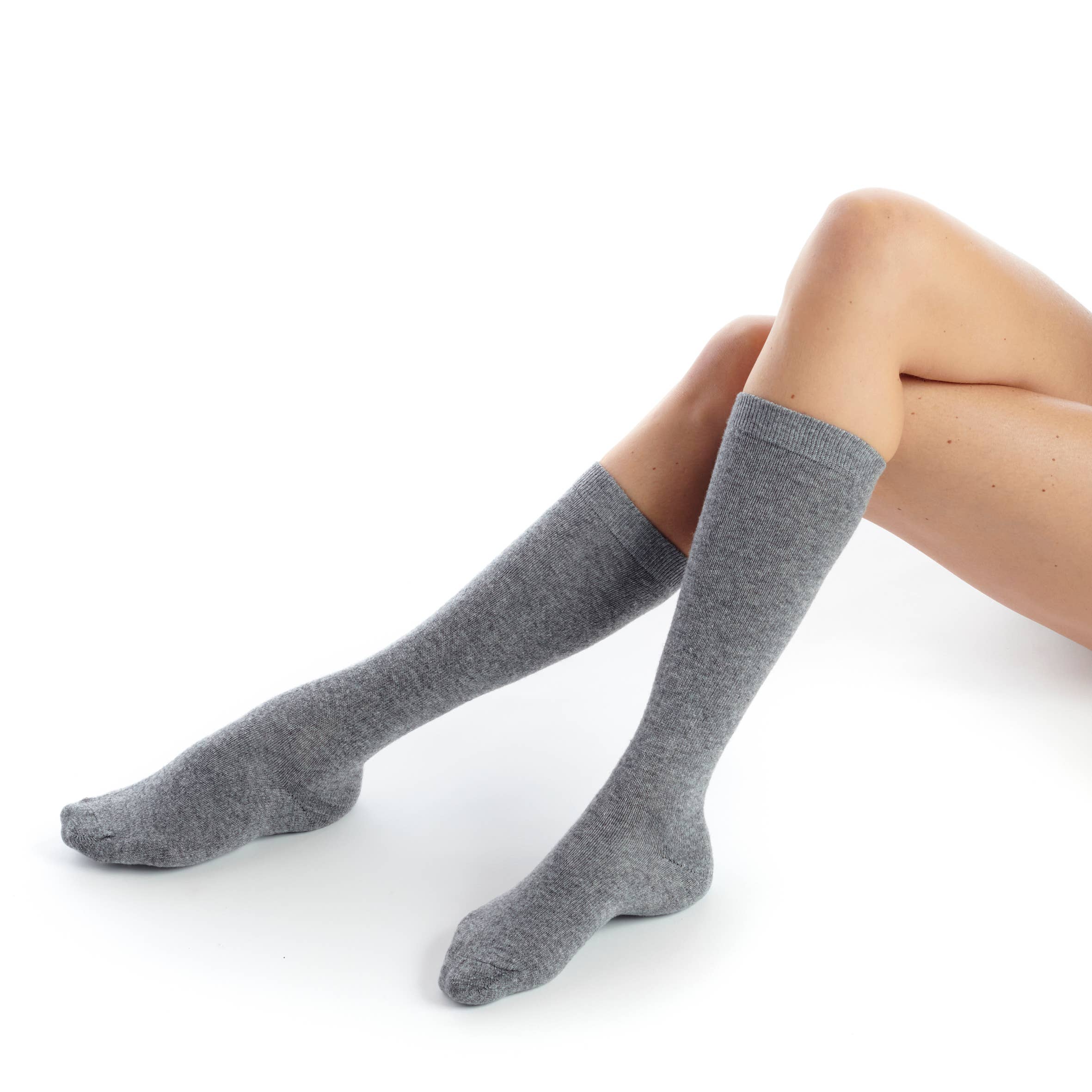 Dub & Drino - Wholesale Socks - Women's - Anthracite cashmere plain knee-high socks