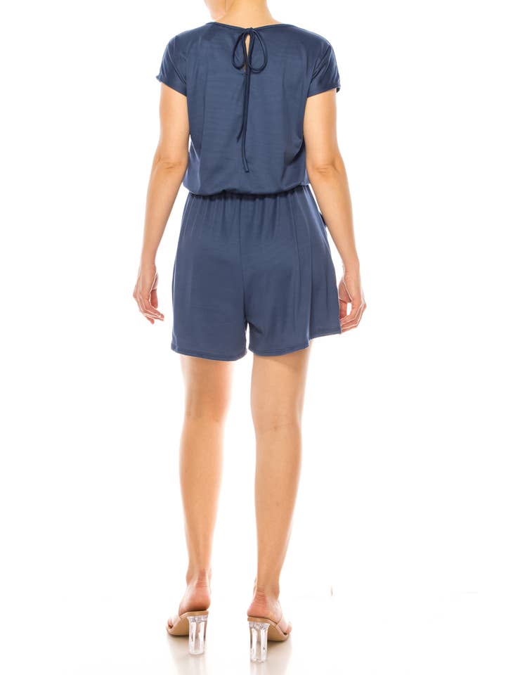 MOA COLLECTION - Wholesale Lounge Romper - Women's - Soft Short Sleeve Romper for Women with Tie Back and Pockets19