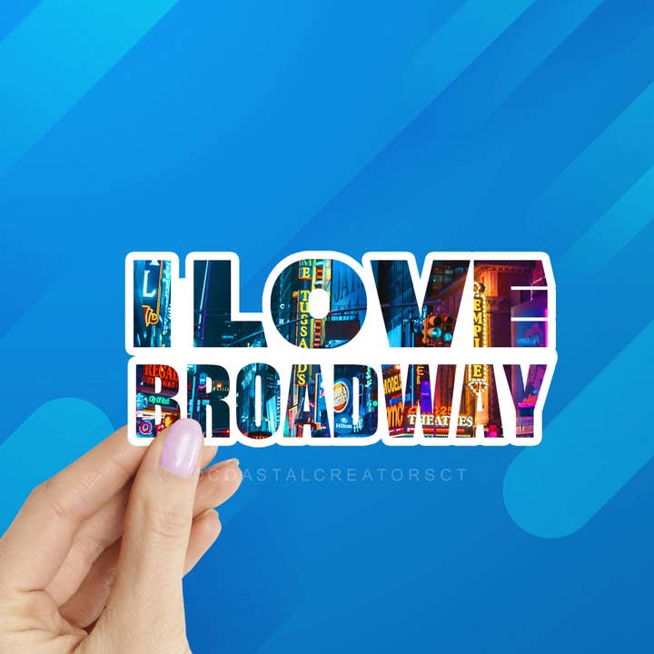 New York City I Love Broadway Laptop Water Bottle Sticker for wholesale by Coastal Creators of Connecticut