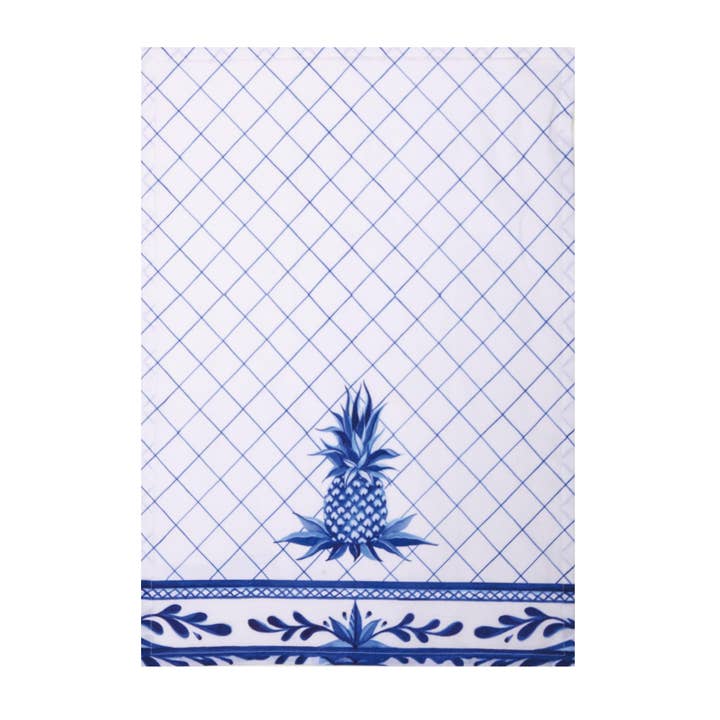 Peking Handicraft - Wholesale Tea Towel - Blue Pineapple All Over Kitchen Towel - Sally Eckman Roberts