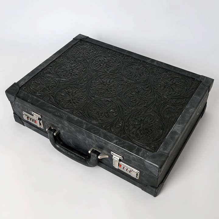 LS Western - Wholesale Jewellery box/organiser - ADBGZ882 Hand-Tooled Leather Jewelry Case with Combination Locks | American Darling5