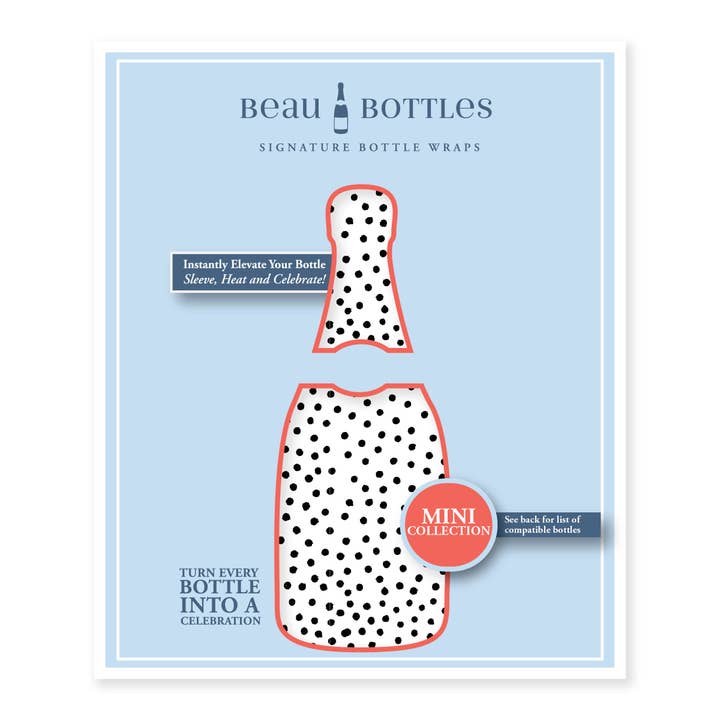Beau Bottles - Wholesale Wine Gift Bag - Beau Bottles Black and White Dots - MINI Prosecco Collection - Six Pack6