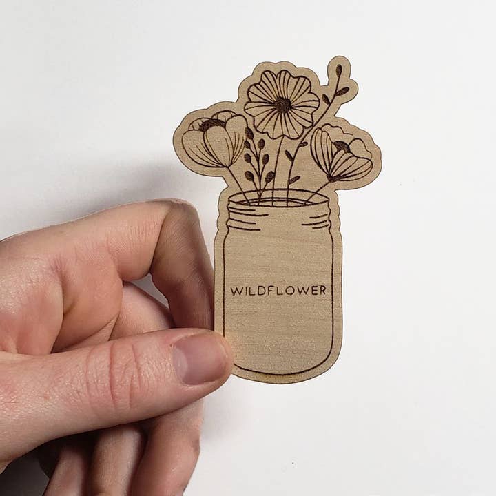 Wild Flower Flexible Wooden Engraved Sticker for wholesale by Barton Market LLC