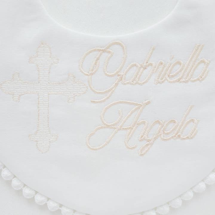 Christening Cross Bib for wholesale by Bebe Theory
