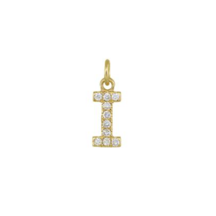 Ashley Schenkein Jewelry Design - Wholesale Pendant/Charm Necklace - Diamond Initial Charm 14K Yellow Gold Necklace11