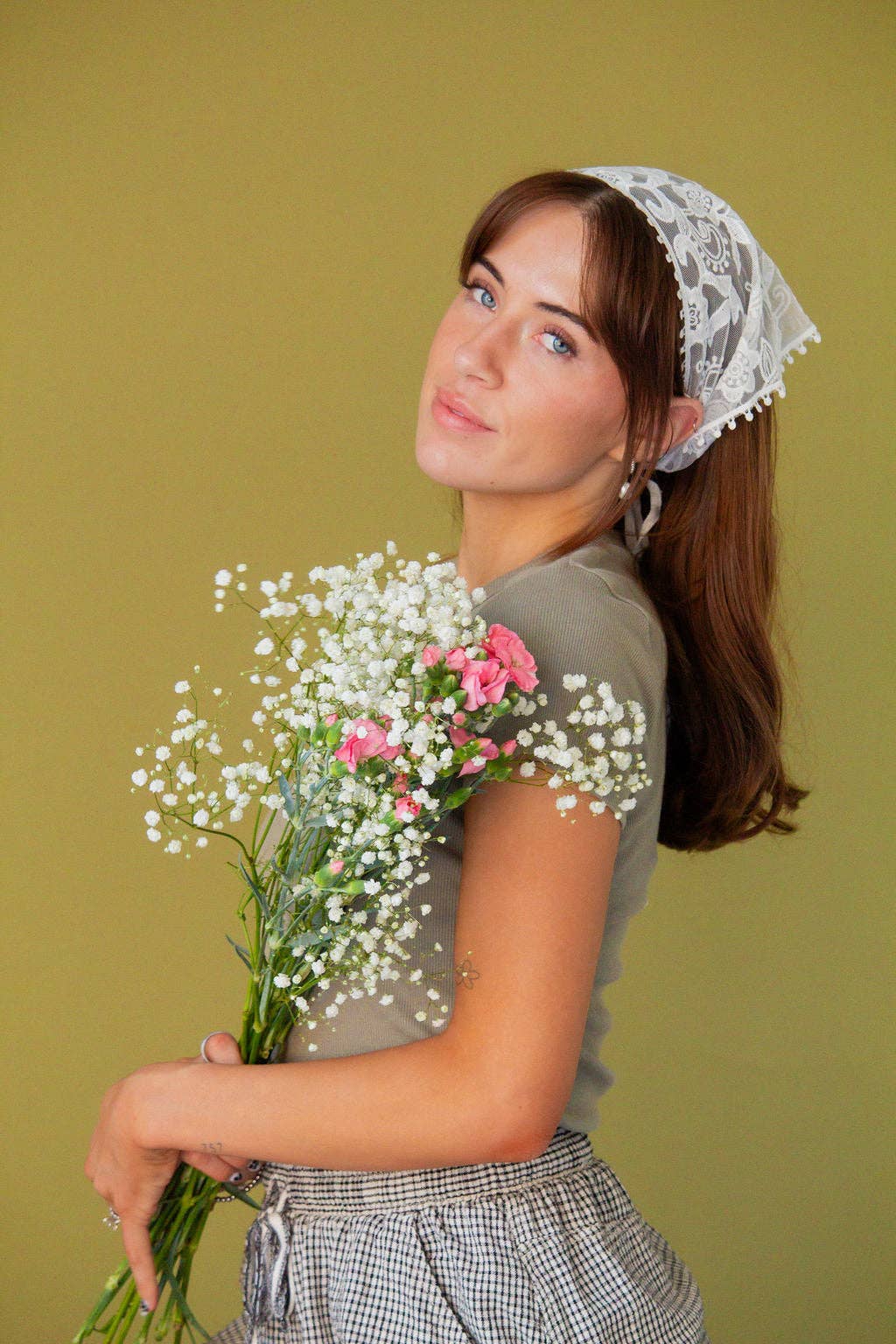 Shop Andi - Wholesale Bandana - Women's - White Lace Tie Bandana3