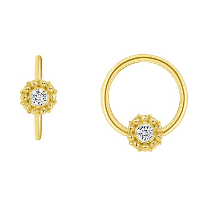 Serena Seamless Ring – 14K Gold Single-Gem Minimalist Accent for wholesale by Piercing-zone