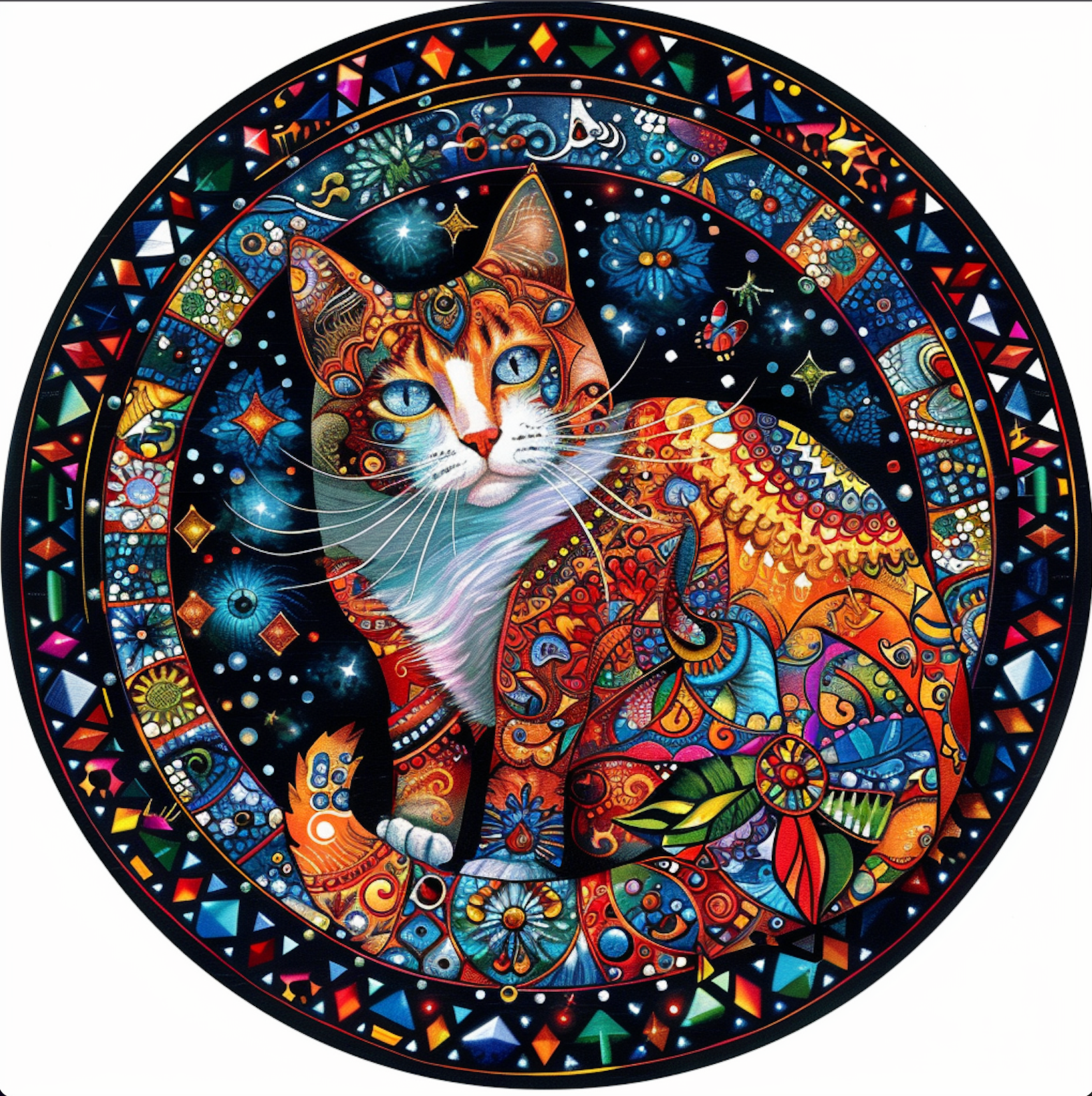 Bodhi Leaf Market - Venta al por mayor Papel pintado 3D - Adorno de pared tamborín con arte de gato místico y cintas, Bodhi Pets9