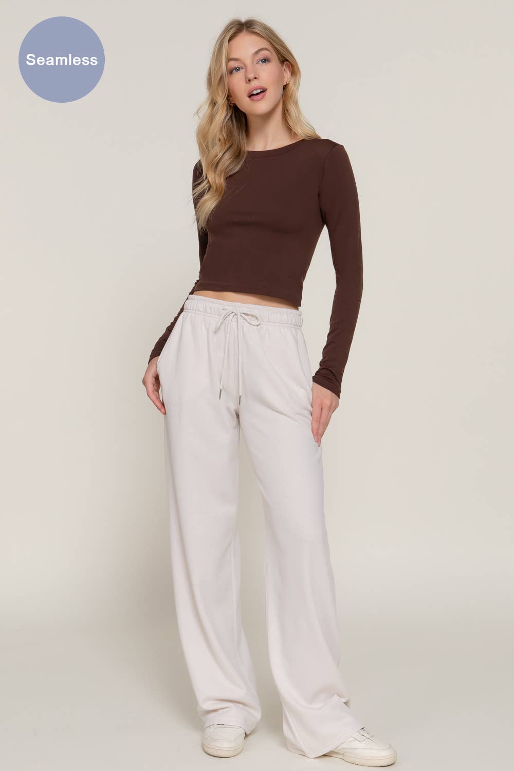 Active Basic | Active USA - Wholesale Knit Top - Women's - Long Sleeve Crew Neck Inner Fur Seamless Crop Top10