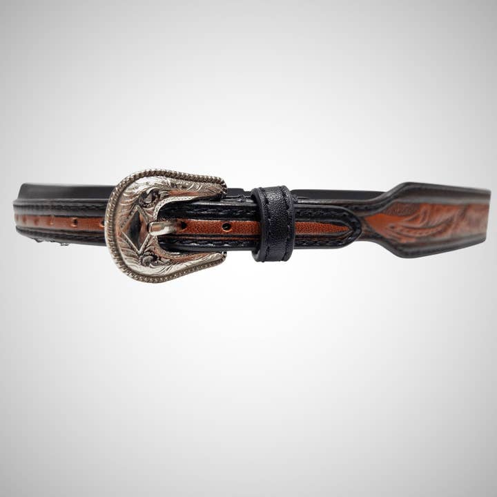 Brown Genuine Tooled Leather Cowboy Hat Band - Style Cassidy for wholesale on Faire