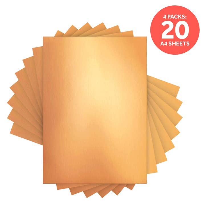 Paquete múltiple de 4 tarjetas con espejo, efecto satinado, mina de cobre, A4, 9475E4 para venta al por mayor de Tonic Studios