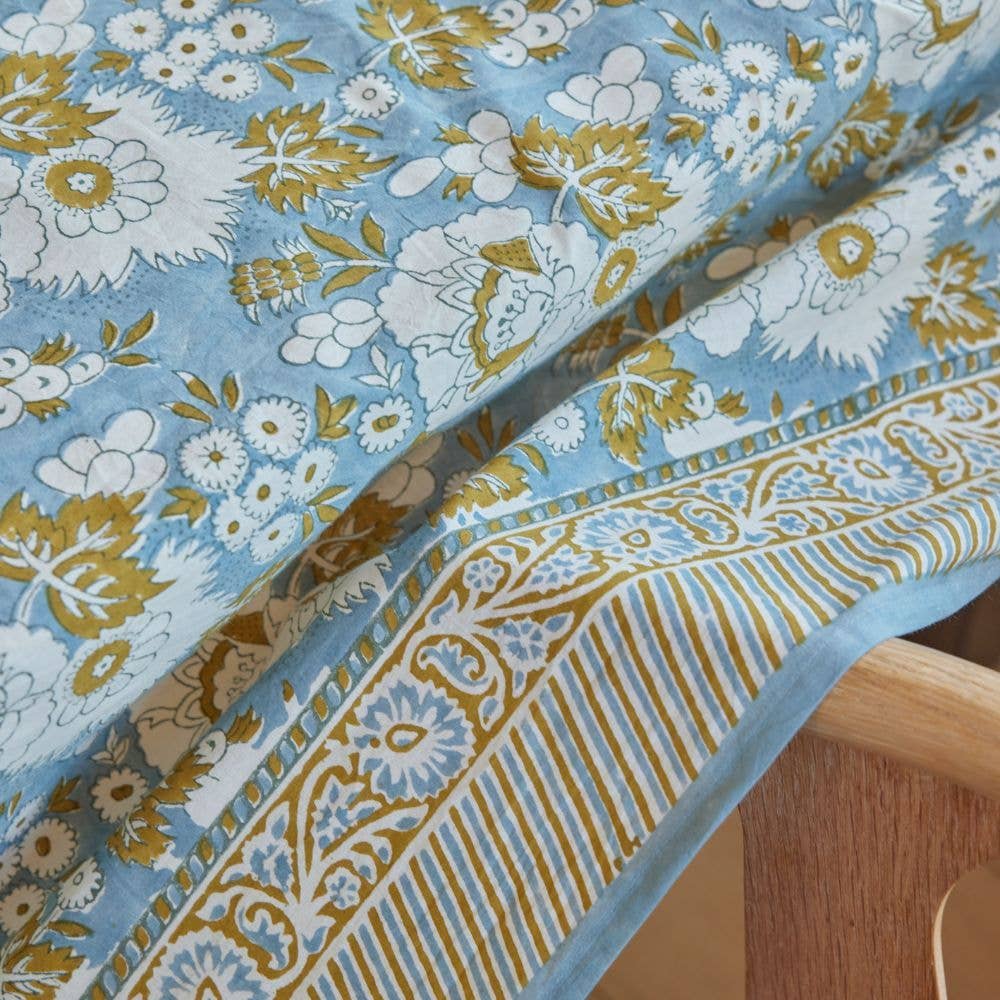 Bonheur du Jour - Vente Nappes - Nappe à motif floral indien Vishnu bleu3