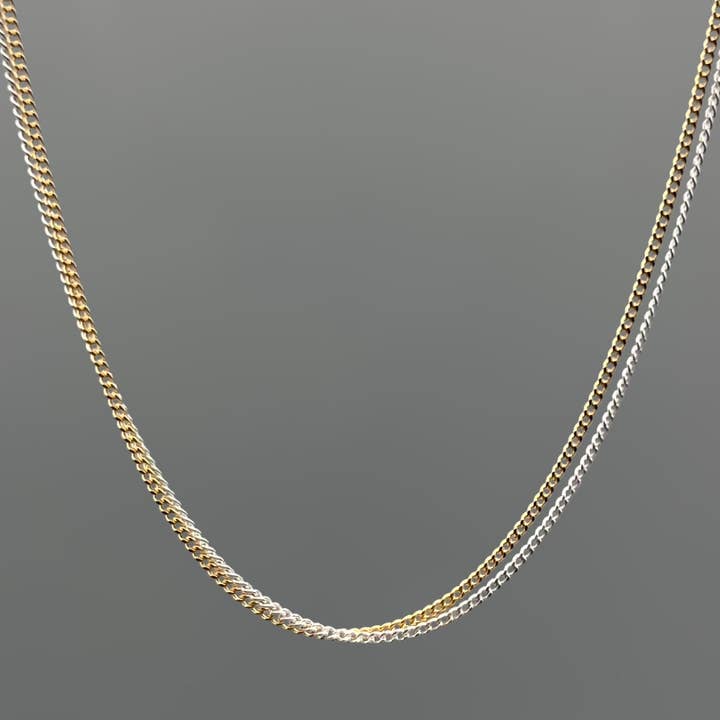 Collar de Doble Cadena con Eslabones Pequeños Bicolor para venta al por mayor de Something Silver