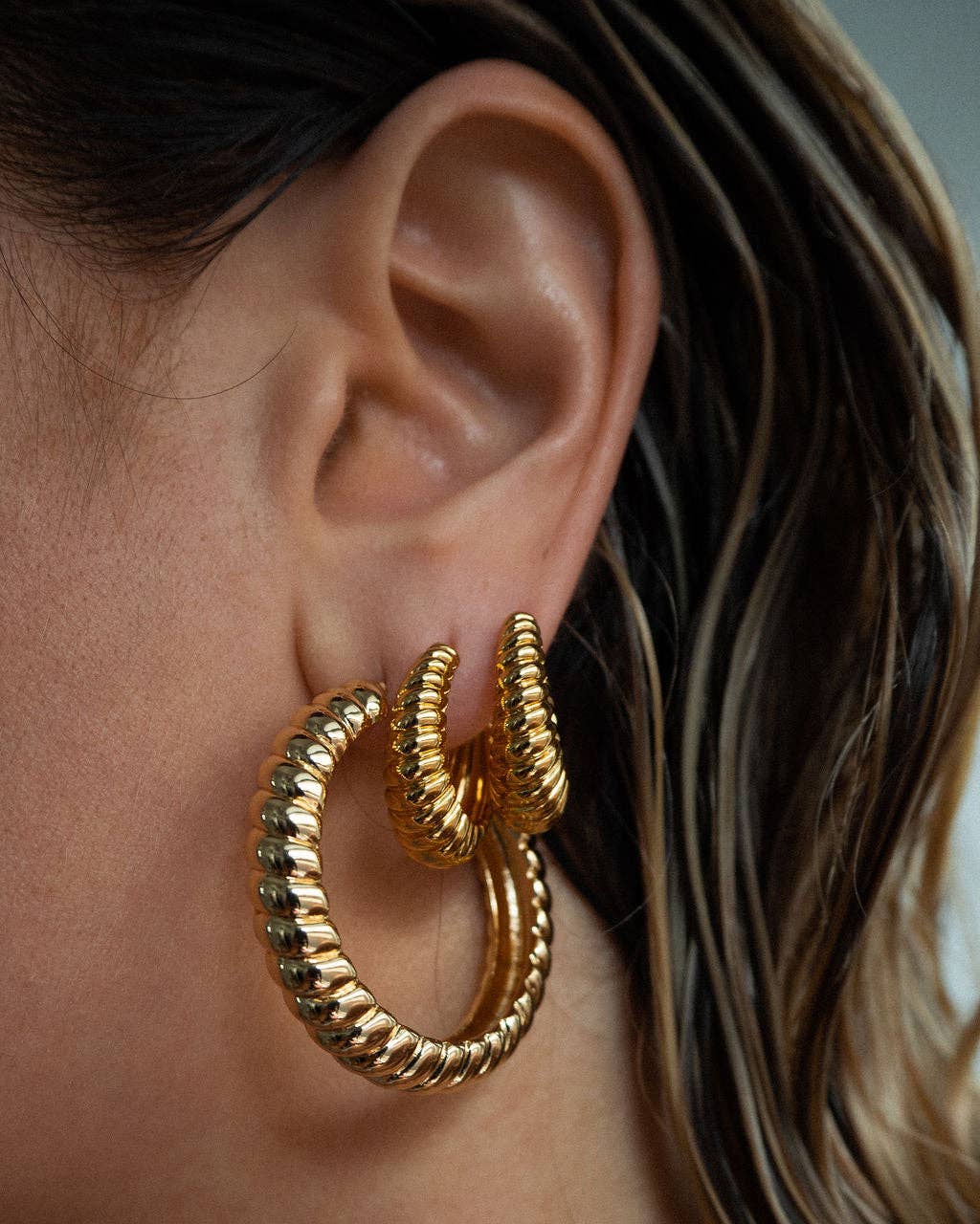 Luv AJ - Wholesale Hoop Earrings - Ridged Marbella Hoops- Gold (Ships Mid January)6