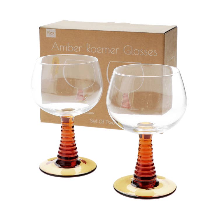 Retro roemer glasses 350ml (set of 2) - Amber for wholesale by Rex B2B - UK