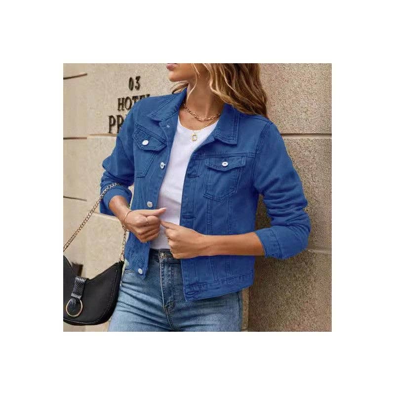 kycozy - Wholesale Denim Jacket - Women's - Slim Denim Jacket With Lapel0