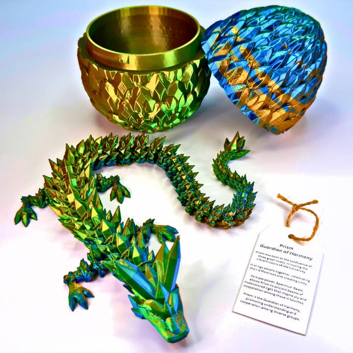 17IN Crystal Dragon and 6IN Egg Fidget Toy, Decor for wholesale by Dragon Fidgets