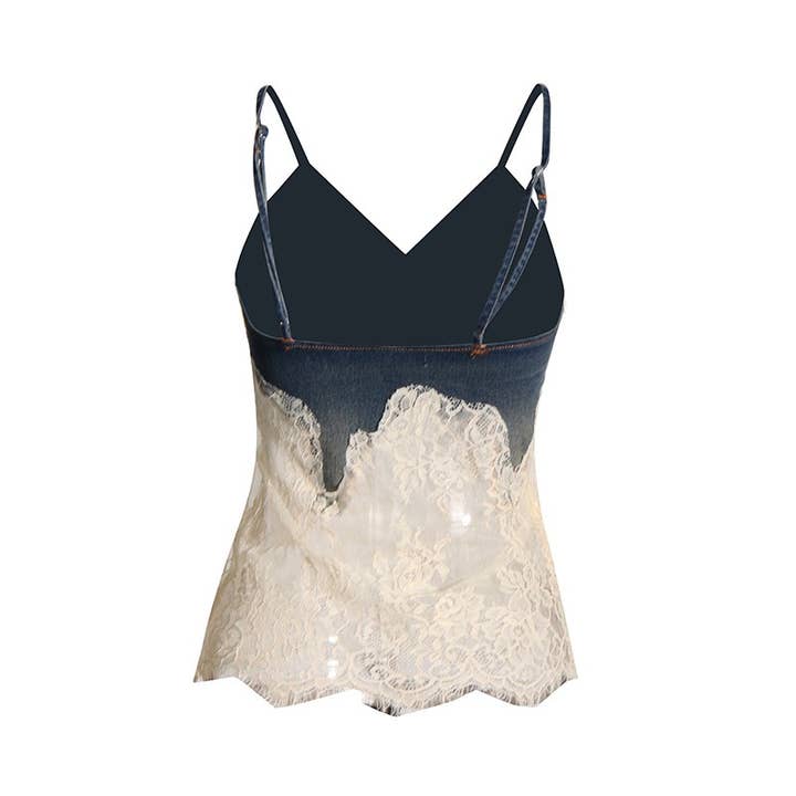 Multi Colored SET8-1 Sexy Lace Suspender Top & Denim Shorts Set for wholesale on Faire2