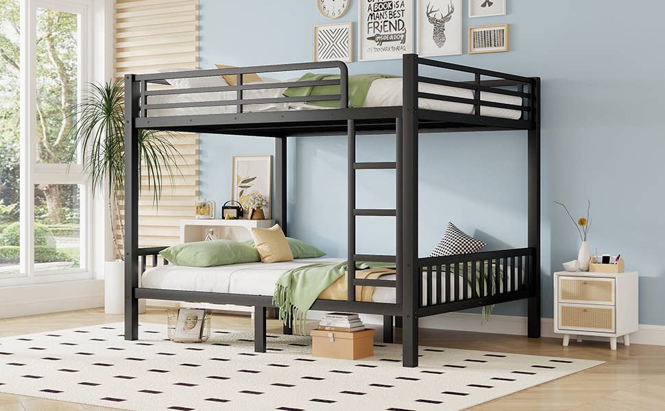 39F Inc. - Wholesale Bed - Queen Over Queen Metal Bunk Bed with Ladder, Black13