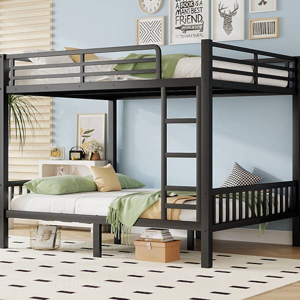 39F Inc. - Wholesale Bed - Queen Over Queen Metal Bunk Bed with Ladder, Black13