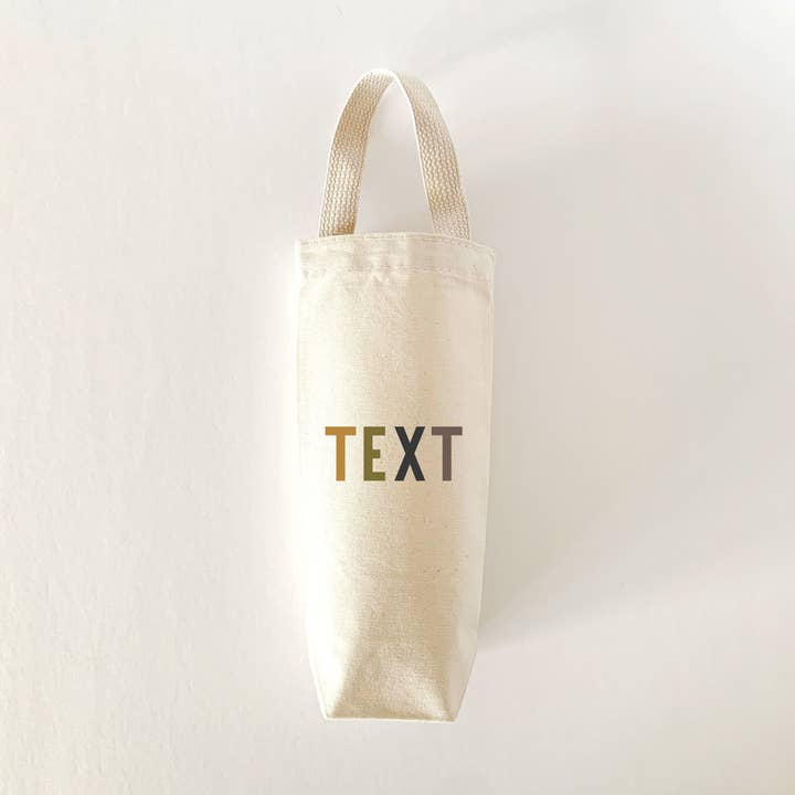 Colorful Text Wine Tote Bag: Personalized Custom Event Favor for wholesale by MEGranger Totes