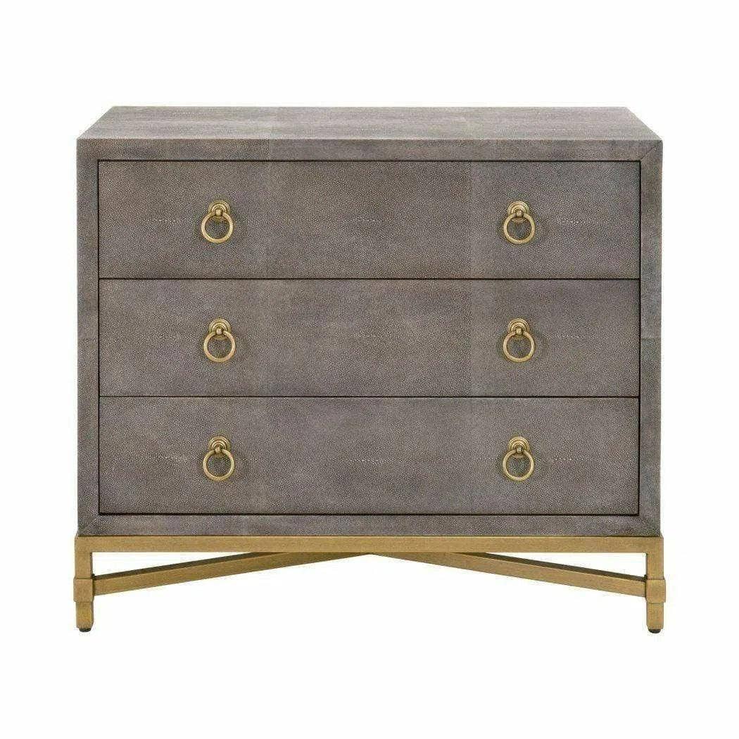 LOOMLAN - Wholesale Bedroom Furniture - Strand Grey Shagreen Scandinavian Nightstand 3 Drawers8