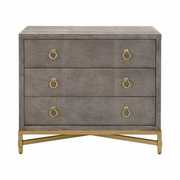 LOOMLAN - Wholesale Bedroom Furniture - Strand Grey Shagreen Scandinavian Nightstand 3 Drawers8