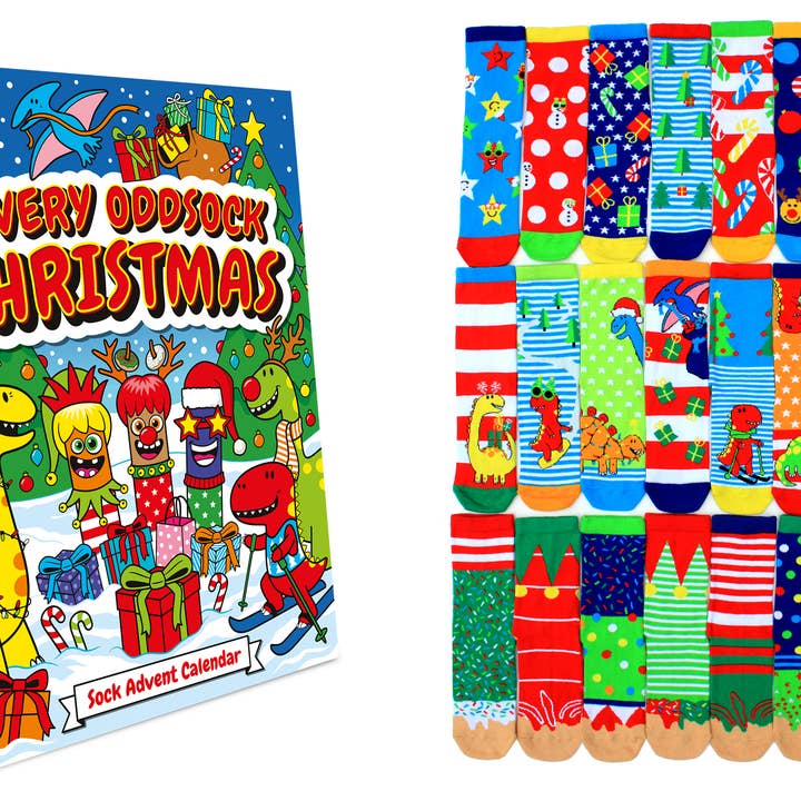 Calendario dell'avvento di Natale 24 giorni con calzini spaiati per bambini | United Oddsocks per la vendita all'ingrosso da parte di Sock Academy