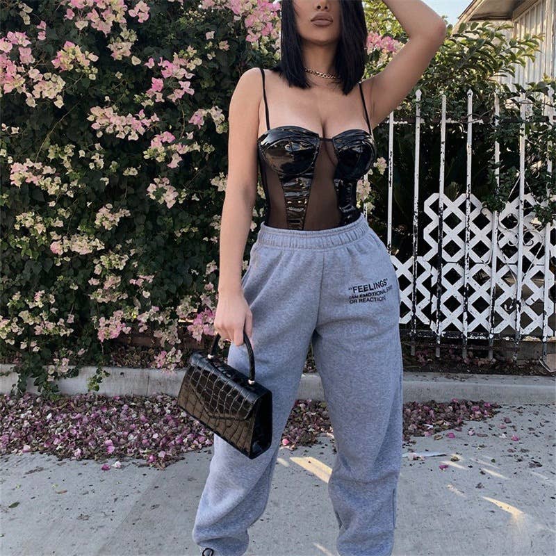 Lily Clothing - Wholesale Pants - Women's - CASUAL ELASTIC WAIST LETTER PRINTED SWEATPANTS2