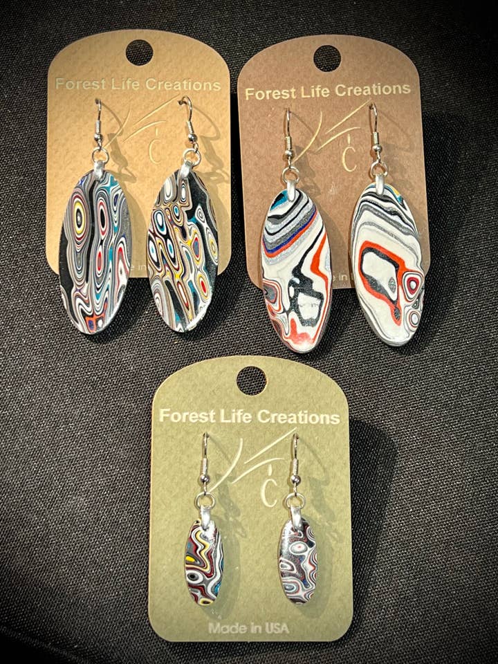 Fordite Earrings for wholesale by Forest Life Creations