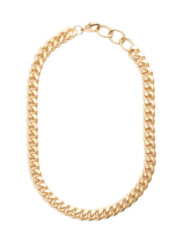 Chunky Matte Gold Curb Chain Necklace for wholesale by Collarbone Jewelry