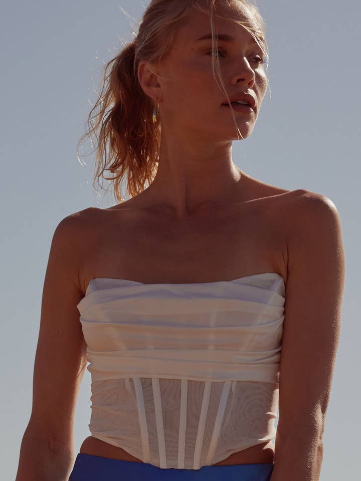 Gola Maciça Gola Costas Cetim Corset Top por atacado de Promesa USA